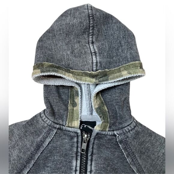 Art Class Charcoal Grey Hooded Full Zip Jacket Camo Trim Kidcore sz 18 months - Picture 2 of 9